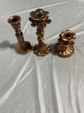 Gold Floral Metal Candle Holders Set   Home Accents 1048